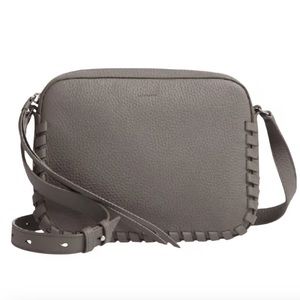 All Saints Grey Pebbled Leather Crossbody Bag